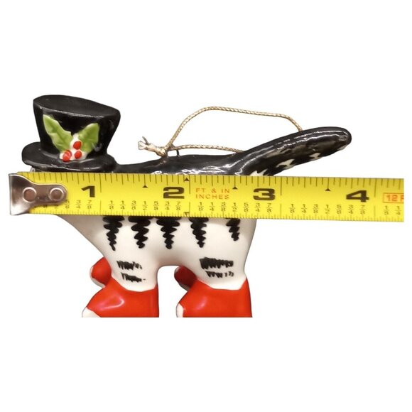 Vtg Christmas Cat Ornament Ceramic Black White Red Boots Top Hat Holiday Kliban - Picture 16 of 16